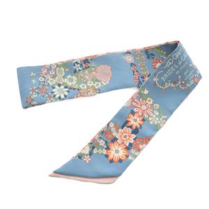 HERMES 25SS ブリッド・ドゥ・ガラ・アン・フルール&アイライナー ツイリー シルク 花柄 ライトブルー