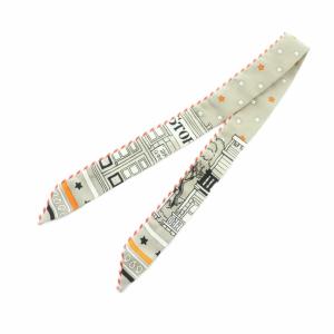 ツイリードールキャンディ パリステーション スカーフ シルク 総柄 グレージュ 黒 ブラック 白 ホワイト