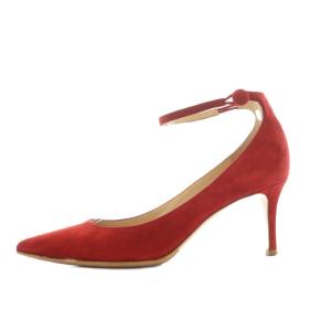 Gianvito Rossi パンプス ポインテッドトゥ スエード ストラップ 37 24.0cm レッド 赤 20095 /MI OS