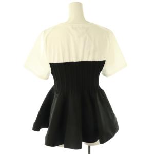 JUSGLITTY 25SS ニット切替ペプラムカットソー 半袖 2 ブラック ホワイト /DF OS