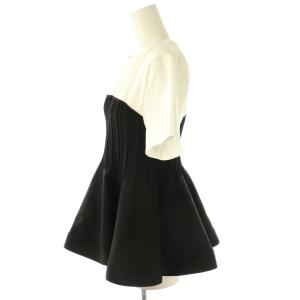 JUSGLITTY 25SS ニット切替ペプラムカットソー 半袖 2 ブラック ホワイト /DF OS