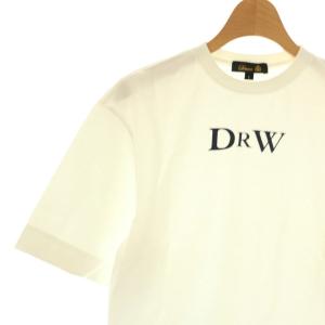 Drawer プリントエンブレムTEE Tシャツ カットソー 五分袖 ロゴ 1 白 ホワイト /AT OS