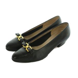 TEMA パンプス レザー ガンチーニ金具 5.5 23.0cm 黒 ブラック 67534 /MI OS