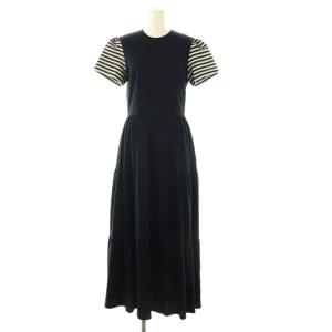  23SS BORDER SLEEVE TEE DRESS ワンピース 36 ネイビー ホワイト