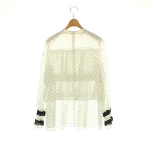 BORDERS at BALCONY DOTS BLOUSE ブラウス プルオーバー シアー 36 白 黒 /CX OS