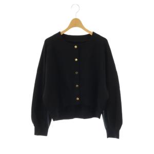 23AW ポンチカーディガン クルーネック 36 黒 ブラック /AT OS