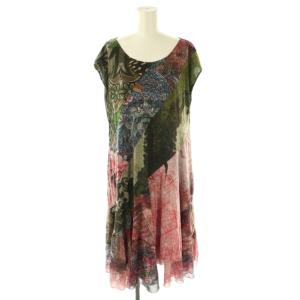 プリント ワンピース ひざ丈 XL マルチカラー /DF OS