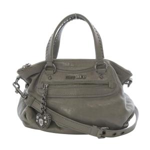 レザー ハートチャーム 2way ハンドバッグ グレー