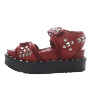 スタッズフットベットサンダル スポーツ ベルクロ プラットフォーム 23cm レッド /YO1