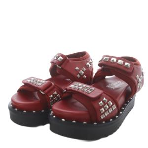 HYSTERIC GLAMOUR スタッズフットベットサンダル スポーツ ベルクロ プラットフォーム 23cm レッド /YO1