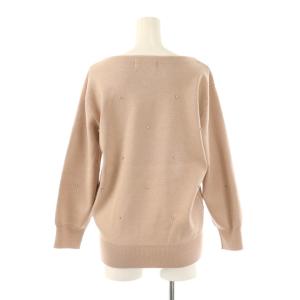 JUSGLITTY 25SS ビジューシャイニープルオーバー ニット カットソー 七分袖 ラインストーン 2 M ピンク /AQ