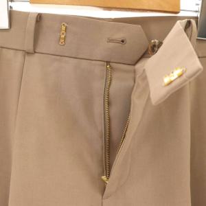 NOBLE 25SS 洗える エステルツイルストレッチスラックスパンツ ワイド ストレート 40 ベージュブラウン