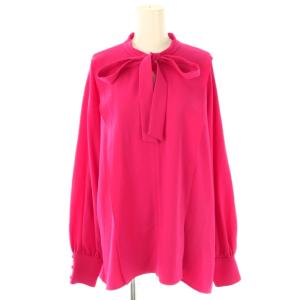 24AW バックサテンジョーゼットブラウス 長袖 ボウタイ 38 ピンク /AT OS