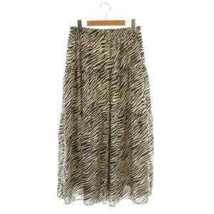 ZEBRA PRINT KANOA ゼブラ柄ロングスカート ティアード 38 ベージュ ブラック /HK