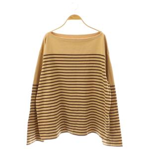 ボーダー ボートネックプルオーバーカットソー 長袖 ベージュ /HK OS