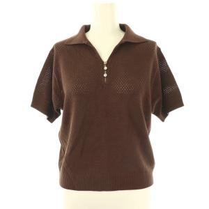 メッシュ編みポロニットプルオーバー カットソー 半袖 F 茶 25537340 /NR OS