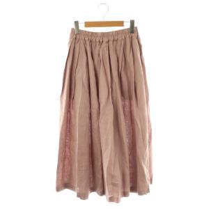 ロングスカート ギャザースカート リネン ピンクベージュ /ES OS