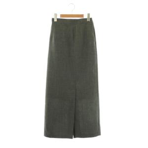 24SS MINIMAL STRAIGHT SKIRT スカート タイト スリット ウール 36 グレー