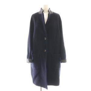 ウール混 ロングコート アウター 9 ネイビー /DF OS
