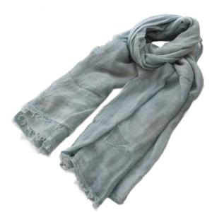 ストール マフラー シルク混 水色 ライトブルー /SS OS