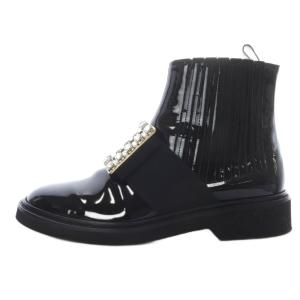 ROGER VIVIER ヴィヴ レンジャー パテントレザー チェルシー ブーツ 40 ブラック