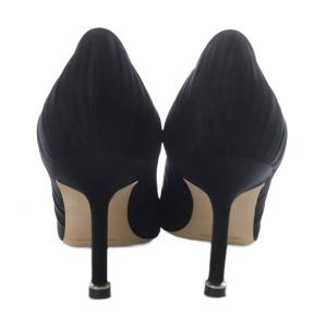 MANOLO BLAHNIK 25SS HANGISI FMC パンプス サテン ビジュー 37 ブラック