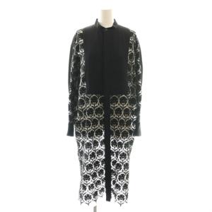 レースノーカラーシャツワンピース 前開き シアー 2 ブラック /CX OS SH