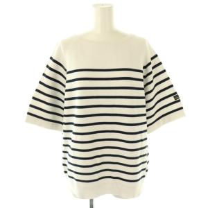 16Gコットンダブルフェイスボーダーニット カットソー 五分袖 ホワイト ブラック /DO OS