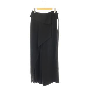 ドライクールジョーゼットラップ付きワイドパンツ スラックス 36 黒 ブラック /AT OS