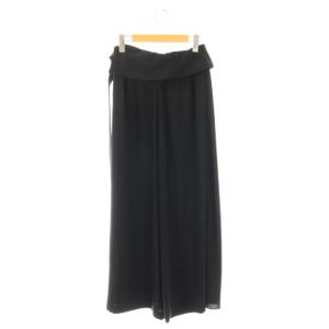 ADORE ドライクールジョーゼットラップ付きワイドパンツ スラックス 36 黒 ブラック /AT OS