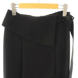 ADORE ドライクールジョーゼットラップ付きワイドパンツ スラックス 36 黒 ブラック /AT OS