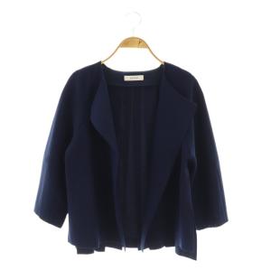 プリーツドッキングニットジャケット ノーカラー 38 ネイビー /ES OS