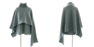 ADORE 三点セットプルオーバーニット ポンチョ スカート セットアップ ラップスカート 38 スモークブルー /CX