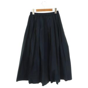 UNITED ARROWS シャンブレー タフタ プリーツスカート フレア 36 ネイビー /ES OS