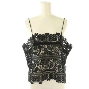 レース スクエア キャミソール ショート丈 F 黒 ブラック /AT OS