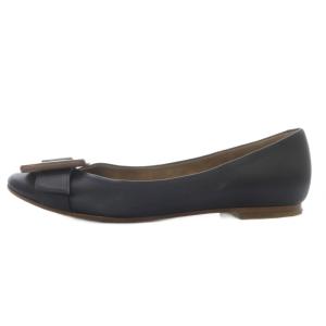 HERMES パンプス フラット レザー 36.5 ブラック /YO15