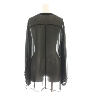 IENA 24AW シアーシフォン リブネックブラウス ブラック 黒 /DF OS
