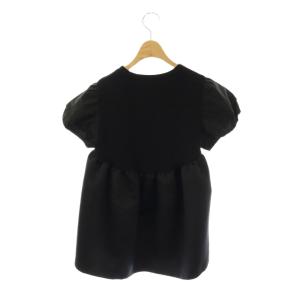 YOKO CHAN YOKOCHAN コットンパフスリーブペプラムカットソー 38 ブラック /DO OS