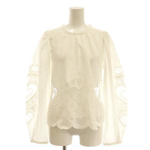 sea NEW YORK ハートフラワーレーススカラップブラウス プルオーバー 刺繍 XS ホワイト /DF OS