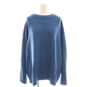 24SS バルキーヤーン ロングリブプルオーバー ニット セーター F 青 ブルー /AT OS