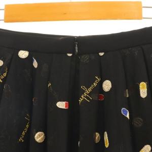 Grace Class カプセル刺繍スカート フレア マキシ ロング 36 黒 ブラック /AT OS