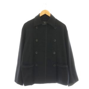 ヨウジヤマモト ステンカラージャケット ステッチ 3 ブラック 黒 ダブル /DF OS