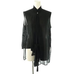 ノースリーブブラウス リネン混 ブラック /HK OS