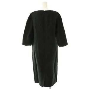 theory luxe 七分袖 ワンピース ジャガード ミディ丈 ひざ丈 40 ブラック /DF OS