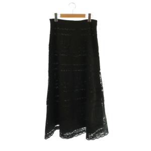 PANEL EYELET ZOE スカート ロング フレア 40 黒 /NR OS