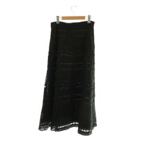 theory luxe PANEL EYELET ZOE スカート ロング フレア 40 黒 /NR OS