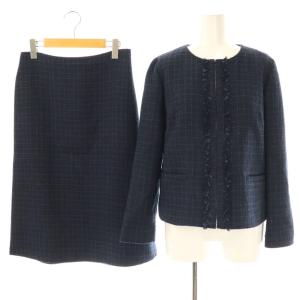 セットアップ ツイード ジャケット スカート 40 ネイビー /DO OS