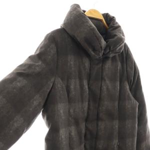 theory luxe ダウンコート ジップアップ チェック 40 ブラック /HK OS