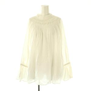 24SS コットンボイルタックフリルブラウス 長袖 プルオーバー オフホワイト /NR OS