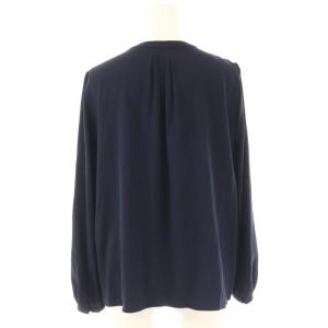 ANAYI バックサテンラッフル ブラウス 長袖 38 ネイビー /HK OS